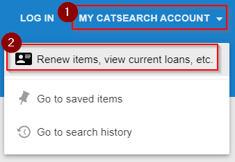 CatSearch account log in menu